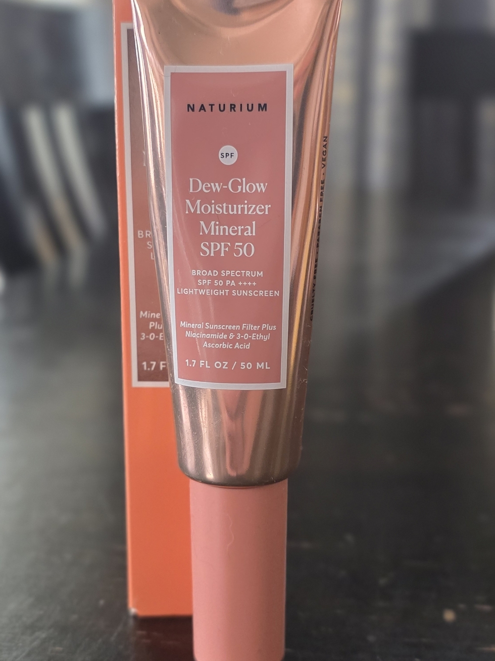 Naturium Dew-Glow Moisturizer Mineral SPF 50 — Peach Pink